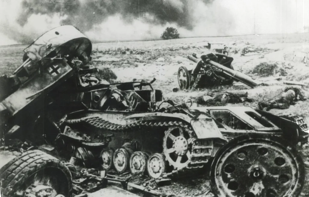 Tanques alemães destruídos nas ruas de Stalingrado